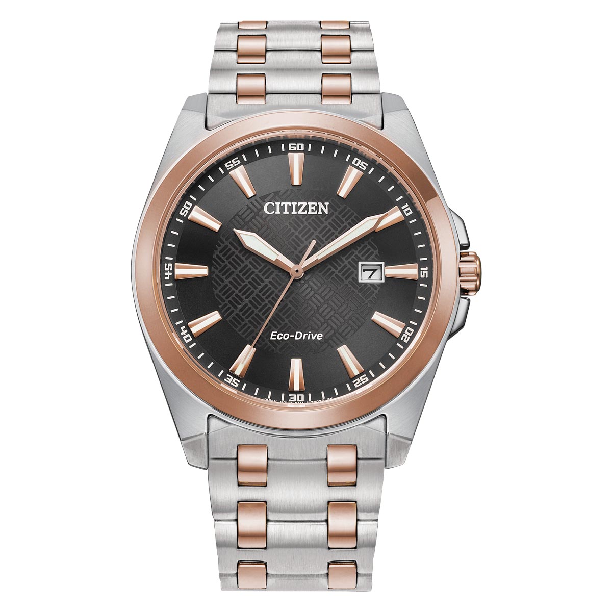 Citizen Peyten Mens Watch with Brown Dial and Stainless Steel and Rose Gold Toned Bracelet (eco drive movement)