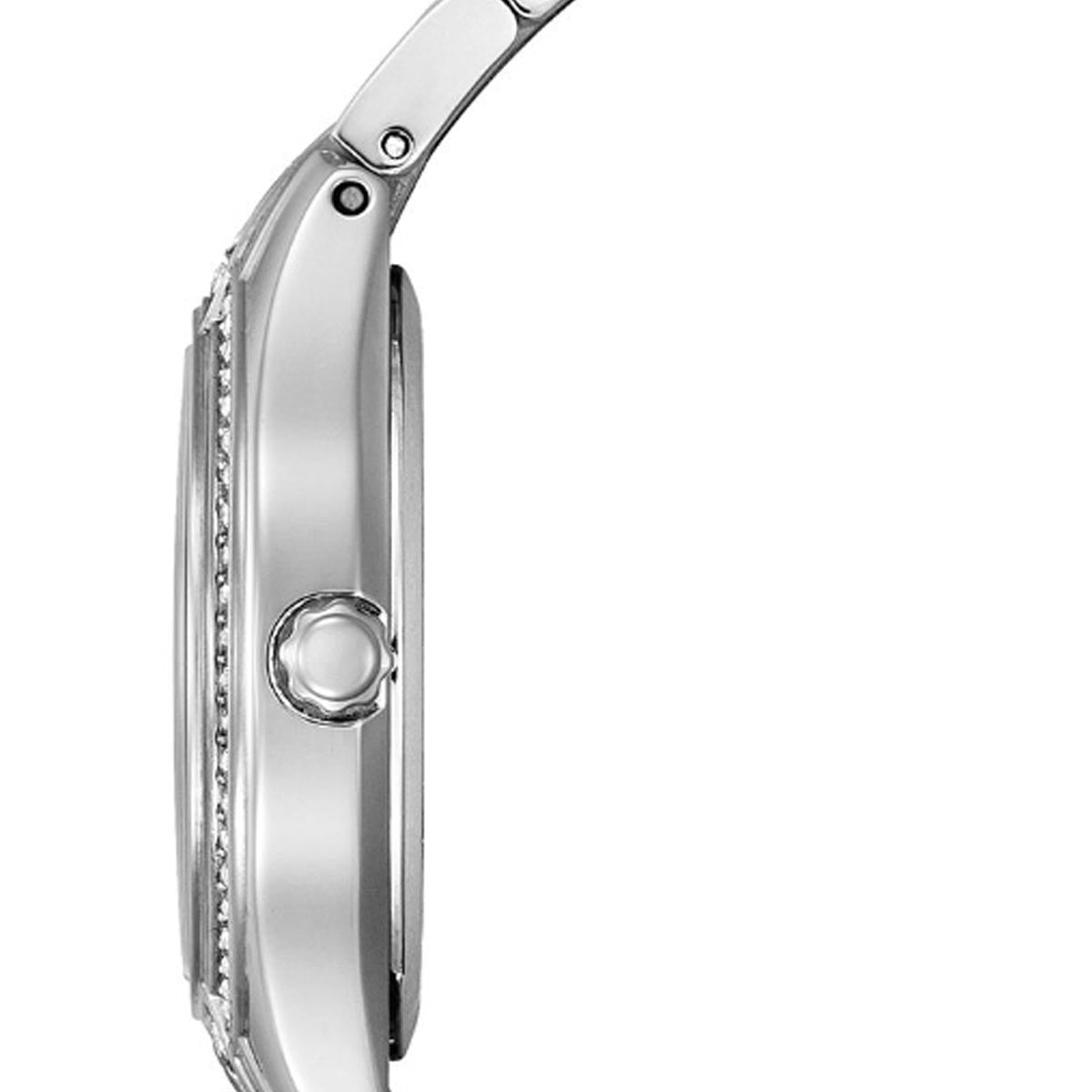 Citizen Silhouette Womens Crystal Watch with Pink Dial and Stainless Steel Bracelet (eco drive movement)