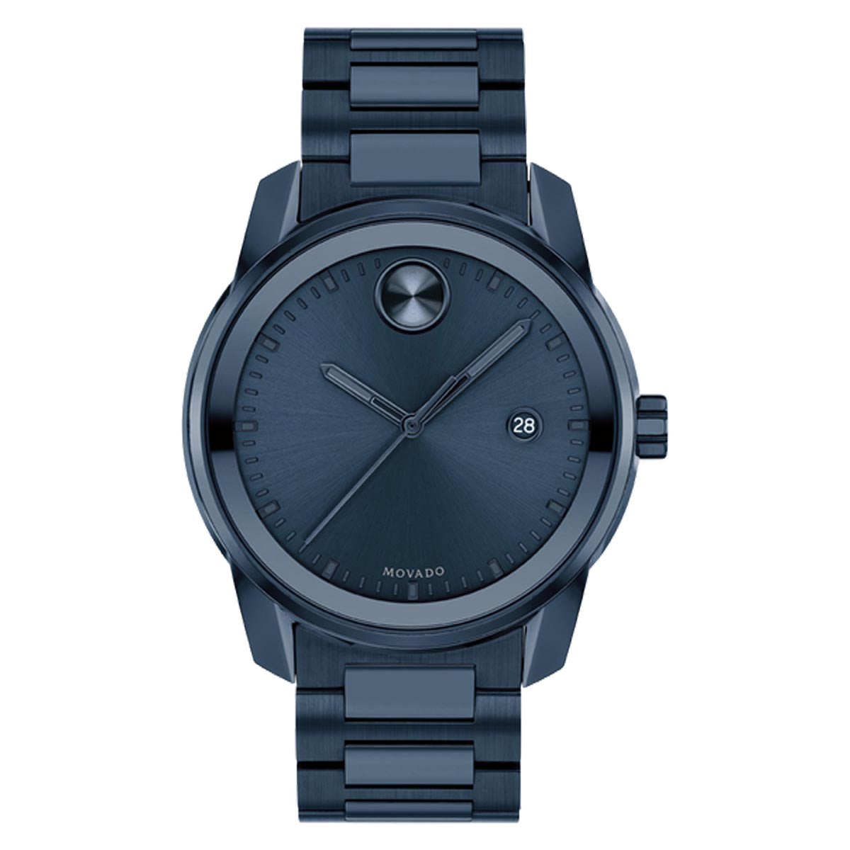 Movado Bold Mens Watch with Blue Dial and Blue Ion Plated Bracelet (Swiss Movement)