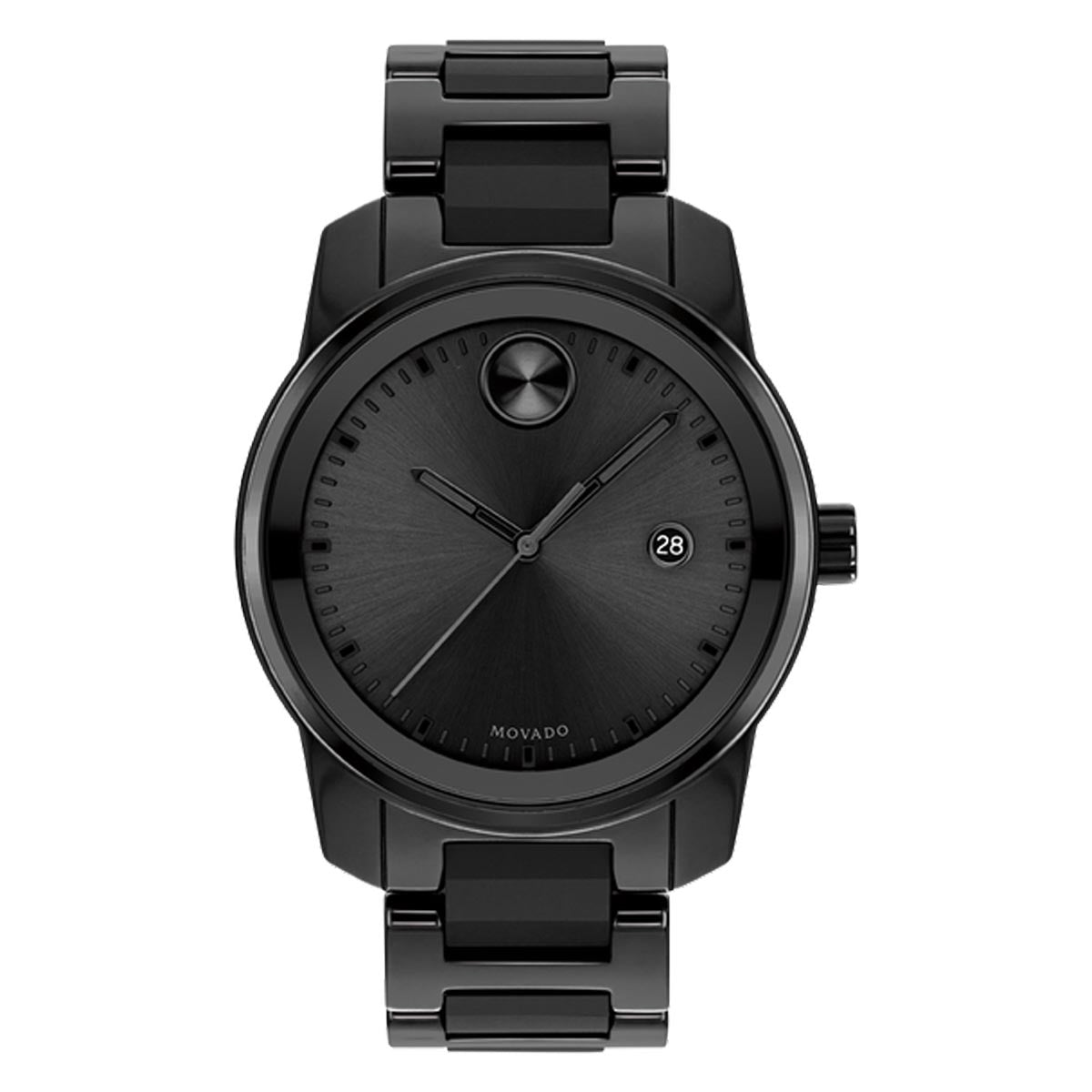 Movado Bold Mens Watch with Black Dial and Black Ceramic Bracelet (Swiss quartz movement)