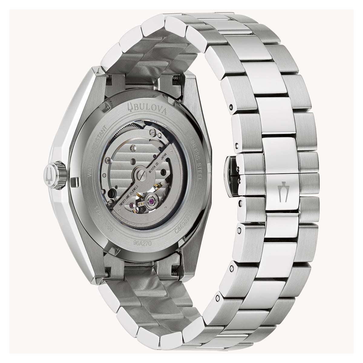 Bulova Surveyor Mens Watch with Black Dial and Stainless Steel Bracelet (automatic movement)