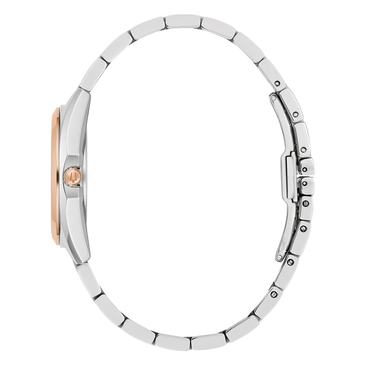 Bulova Surveyor Womens Watch with Mother of Pearl Dial and Stainless Steel and Rose Gold Toned Bracelet (quartz movement)