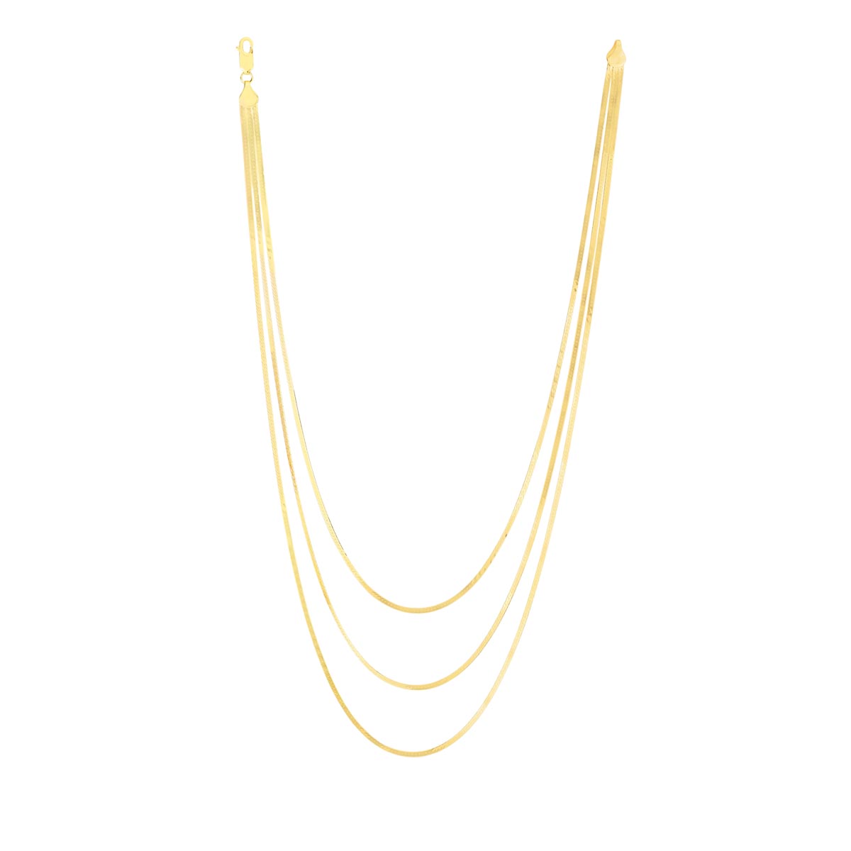 Multi Strand Herringbone Necklace in 14kt Yellow Gold