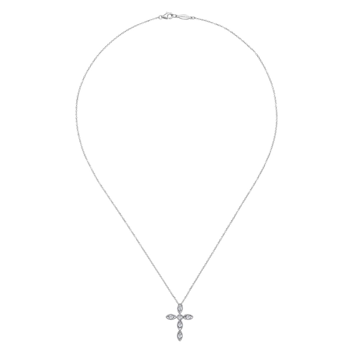 Gabriel Diamond Cross Necklace in 14kt White Gold (1/10ct tw)