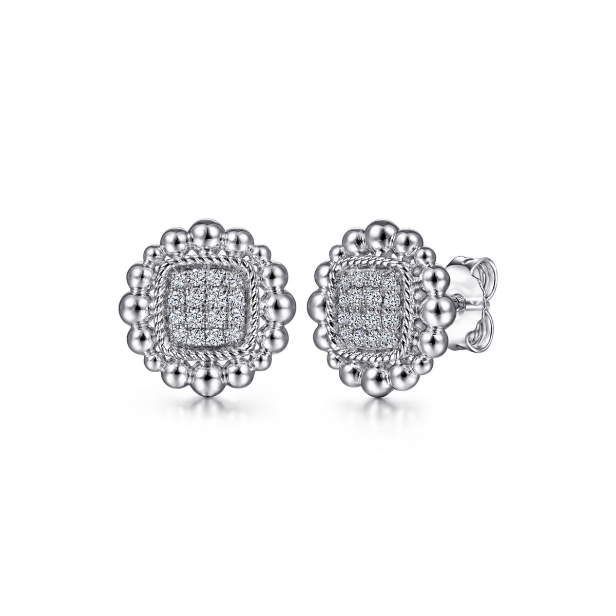 Gabriel Bujukan Collection White Sapphire Stud Earrings in Sterling Silver