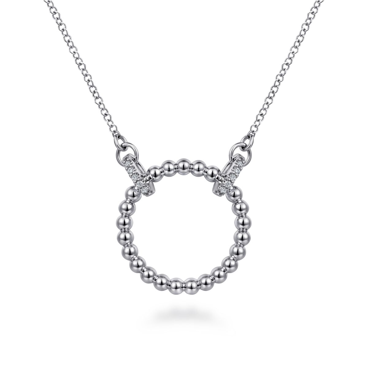 Gabriel White Sapphire Bujukan Circle Necklace in Sterling Silver