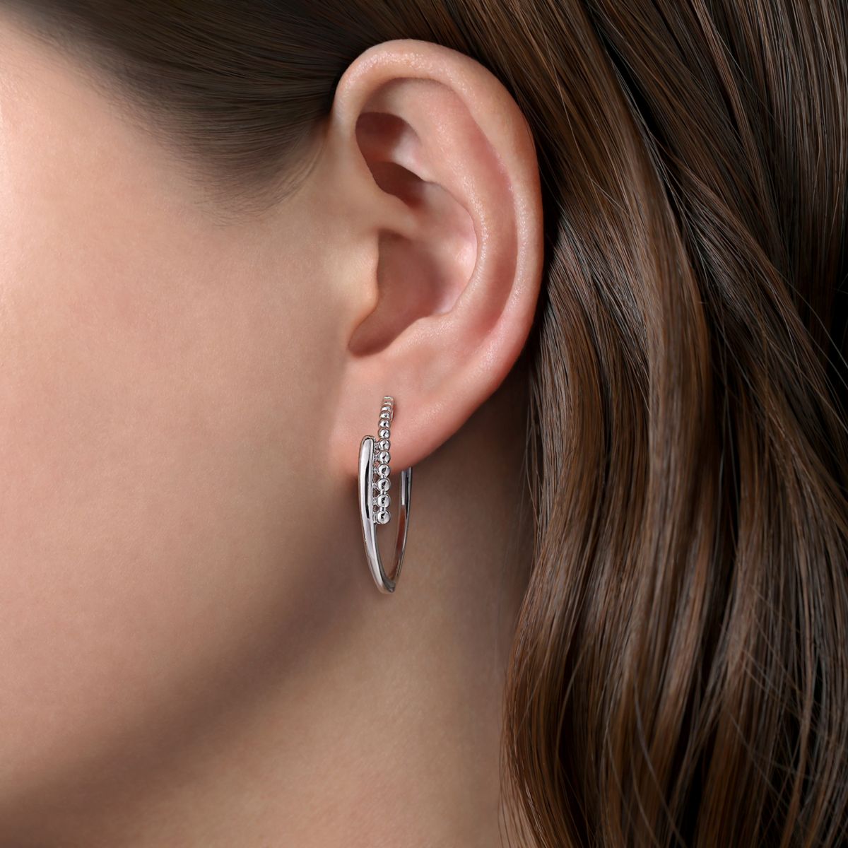 Gabriel Bujukan Collection Bypass Hoop Earrings in Sterling Silver