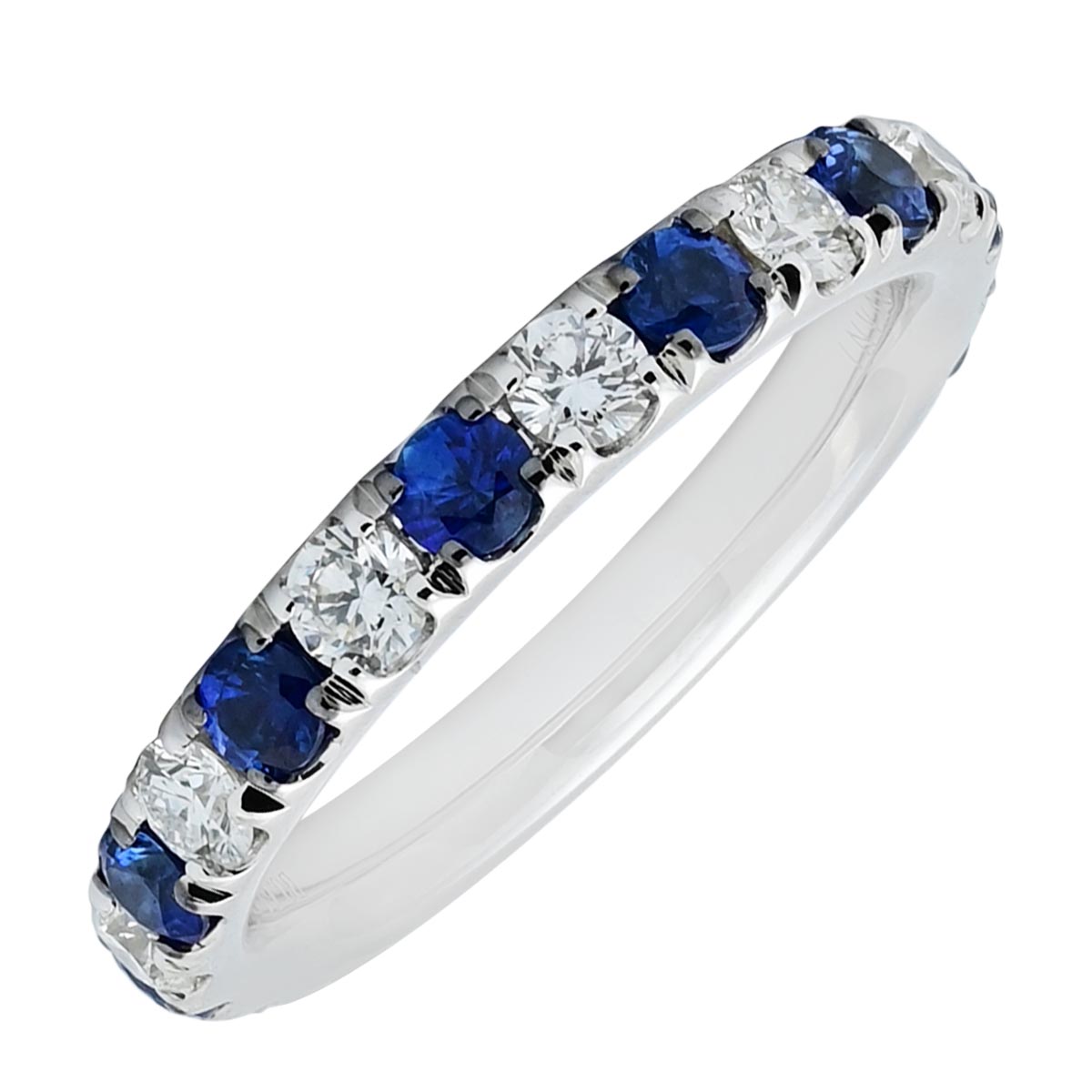 Sapphire and Diamond Band in 14kt White Gold (5/8ct tw)