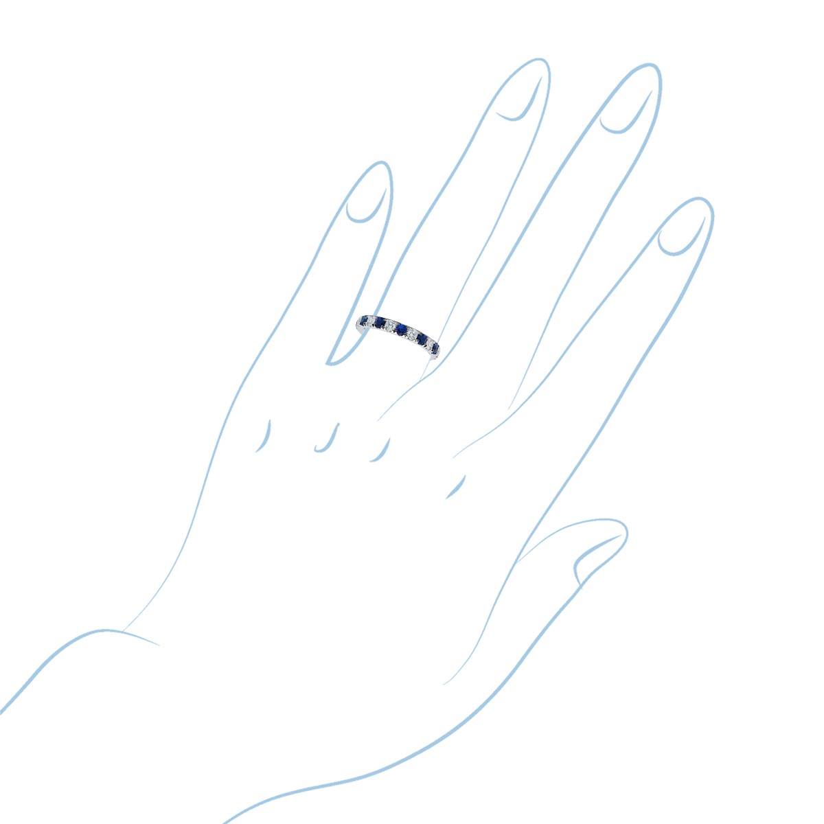 Sapphire and Diamond Band in 14kt White Gold (5/8ct tw)