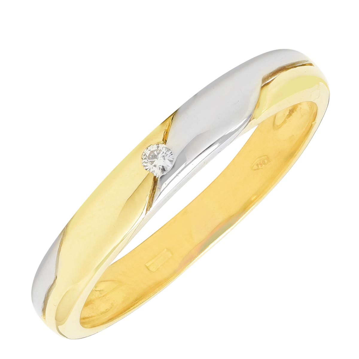 Estate Mens Diamond Wedding Band in 18kt Yellow and White Gold (.04ct)