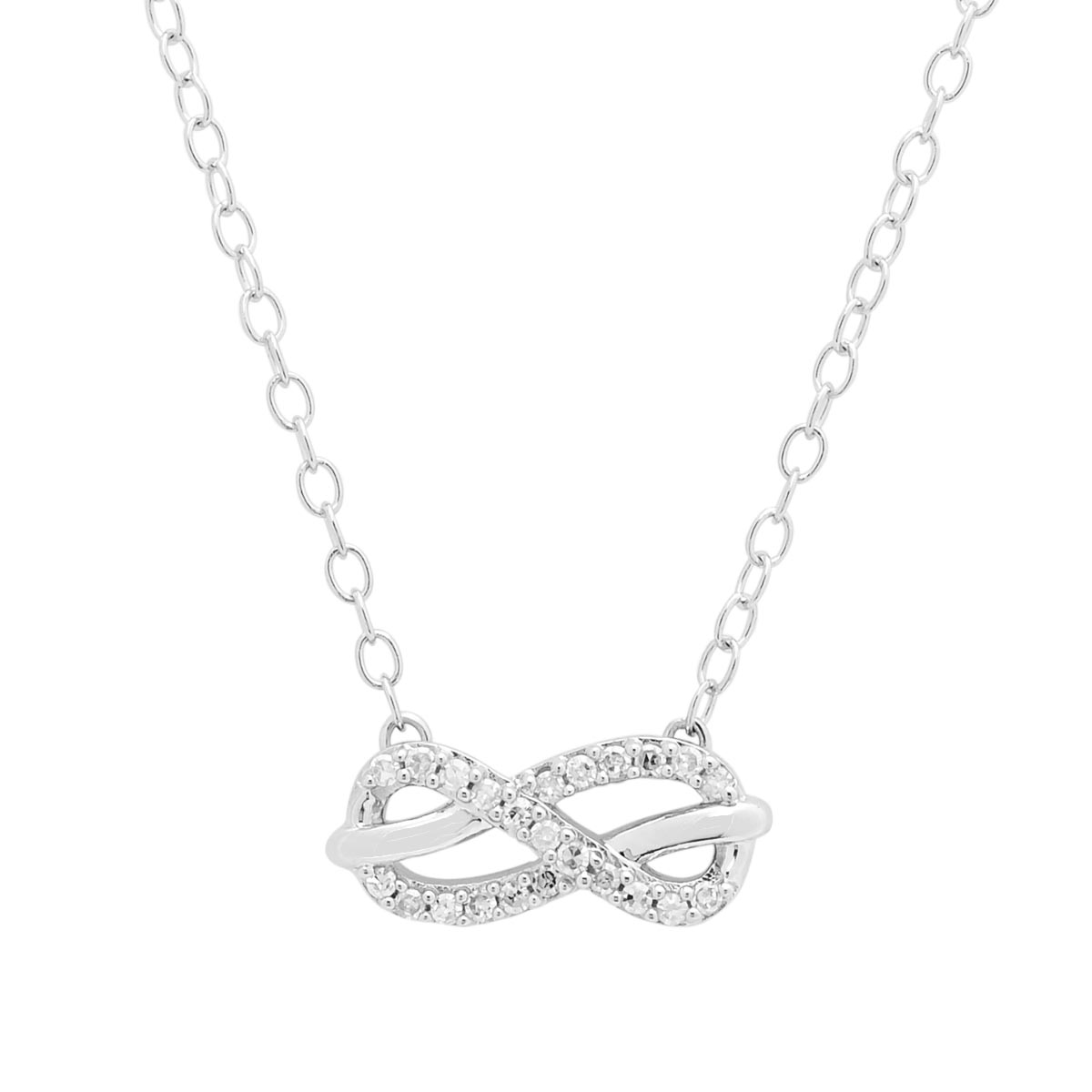Diamond Knot Necklace in Sterling Silver (1/10ct tw)