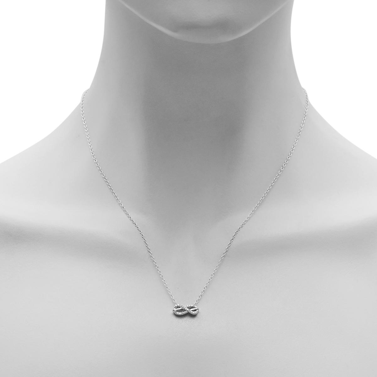 Diamond Knot Necklace in Sterling Silver (1/10ct tw)