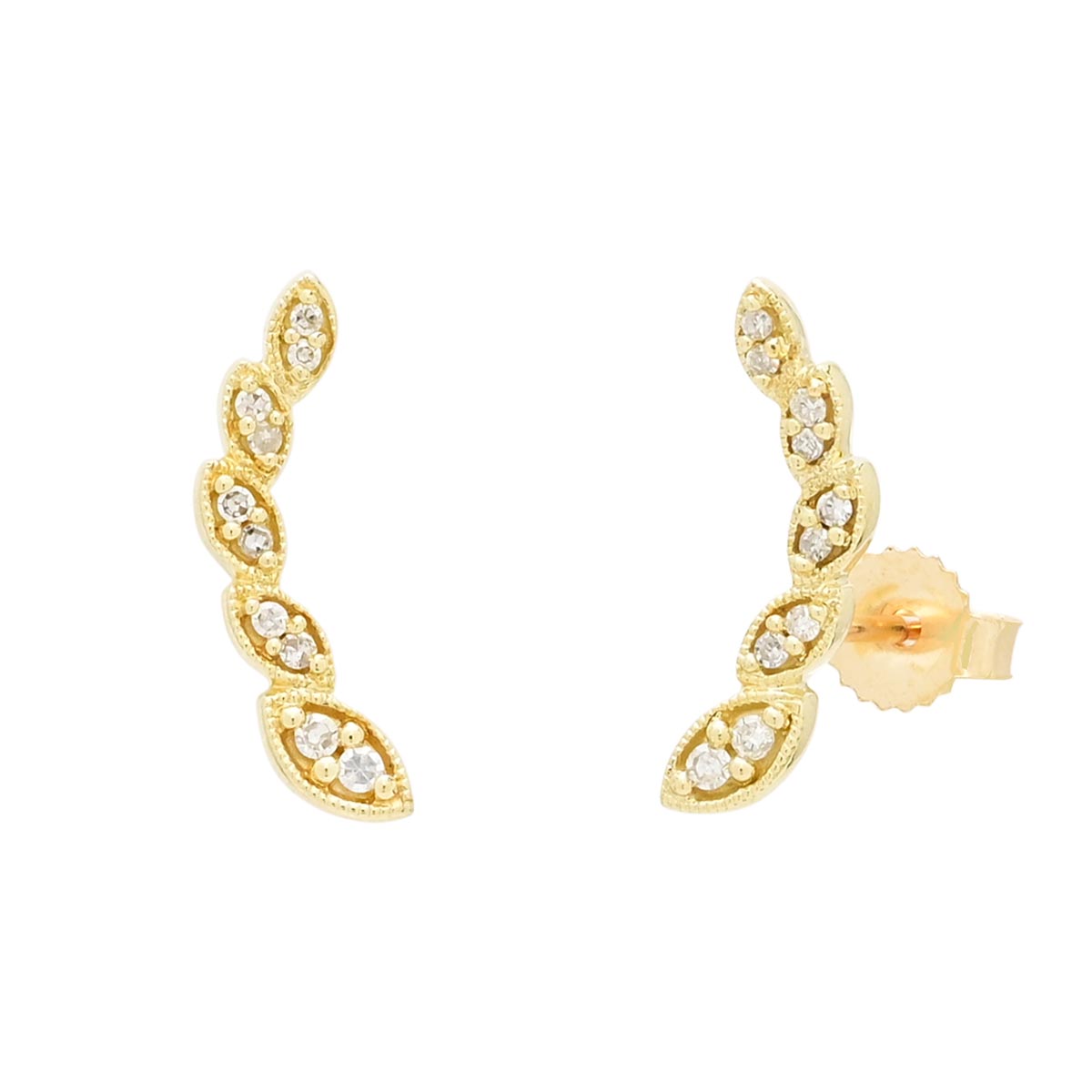 Diamond Ear Climbers in 10kt Yellow Gold (1/10ct tw)