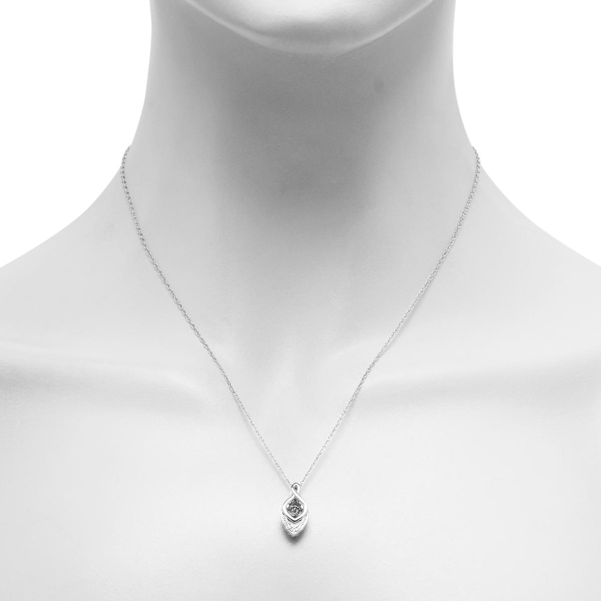 Heart Beat Diamond Earrings and Necklace Set in Sterling Silver (.05ct tw)