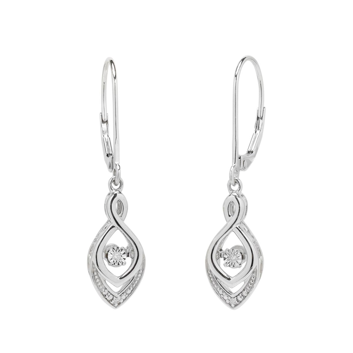 Heart Beat Diamond Earrings and Necklace Set in Sterling Silver (.05ct tw)