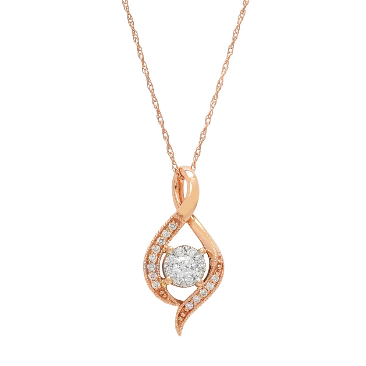 Lovebright Diamond Fashion Necklace in 14kt Rose Gold (1/5ct tw)