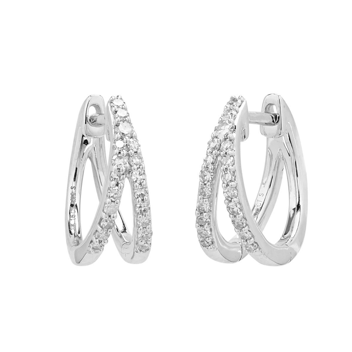 Diamond Huggie Hoop Earrings in 10kt White Gold (1/5ct tw)