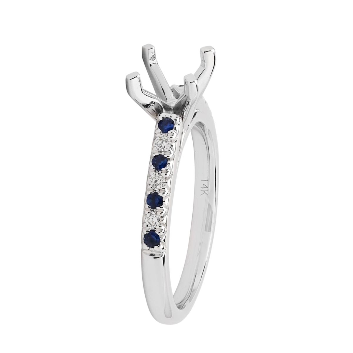 Daydream Diamond and Sapphire Ring Setting in 14kt White Gold (1/10ct tw)