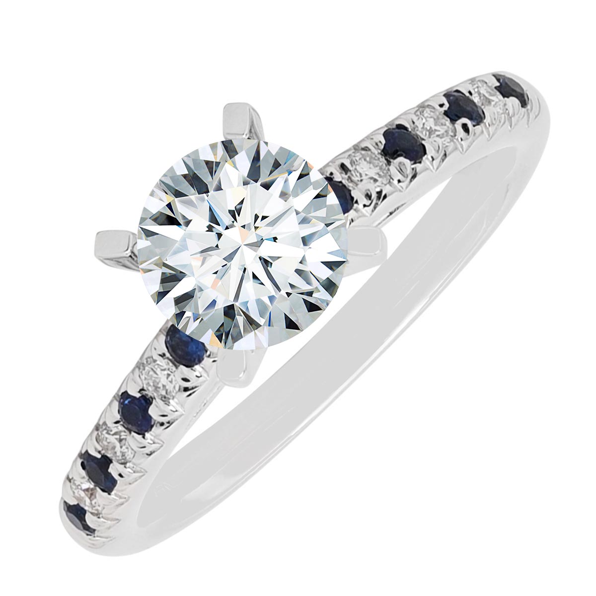 Daydream Diamond and Sapphire Ring Setting in 14kt White Gold (1/10ct tw)