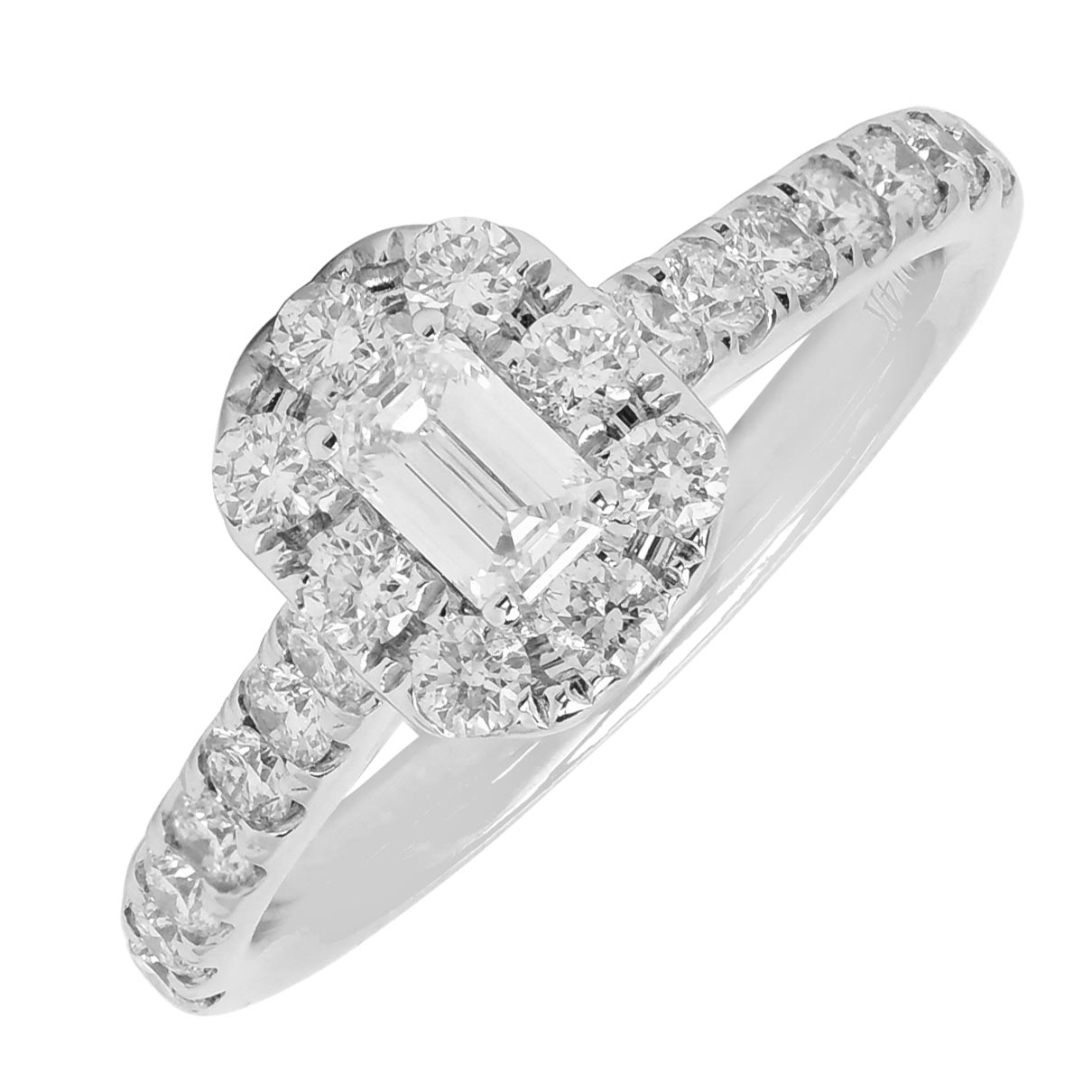 Daydream Emerald Cut Diamond Halo Engagement Ring in 14kt White Gold (7/8ct tw)