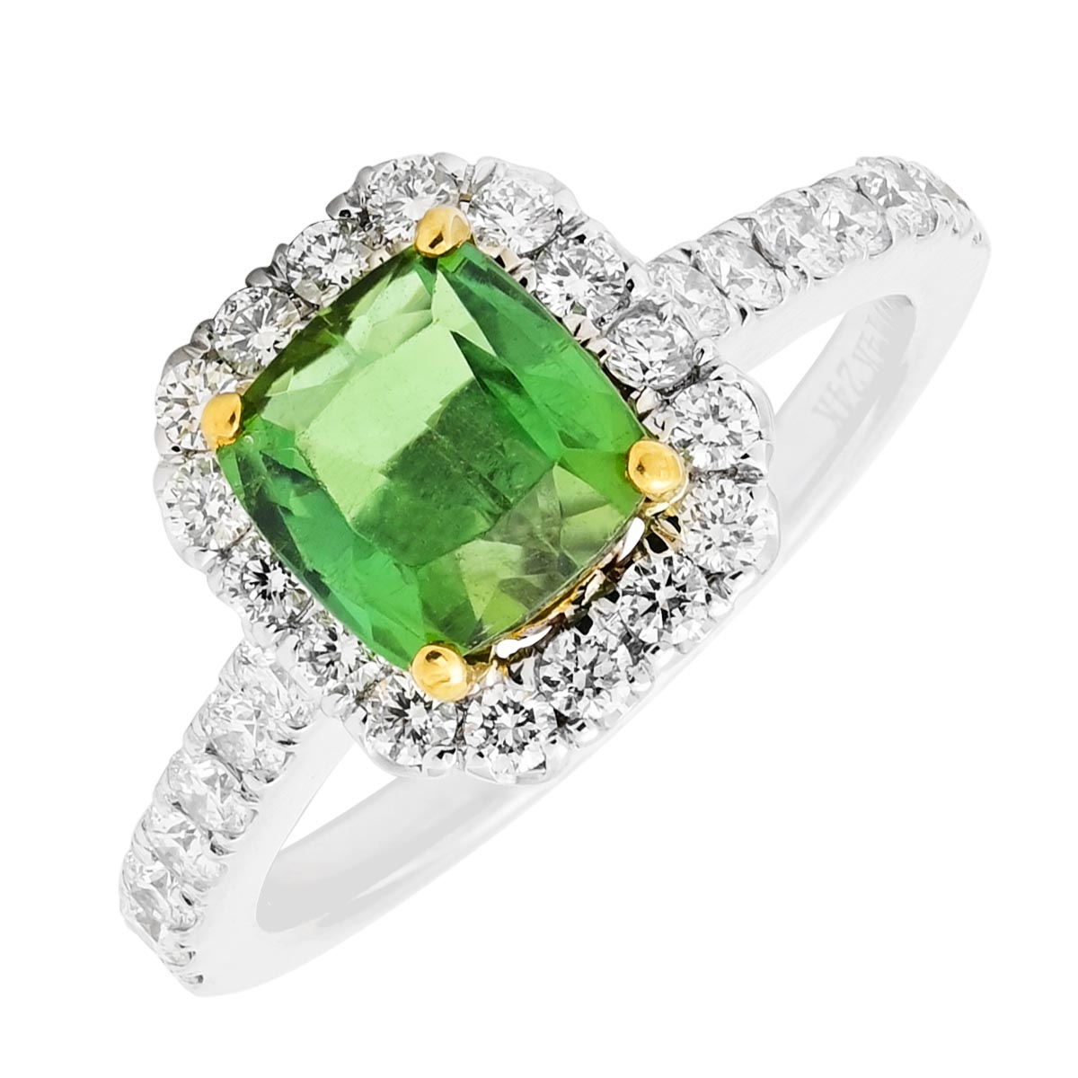 Maine Green Tourmaline Ring in 14kt White and Yellow Gold with Diamonds (5/8ct tw)