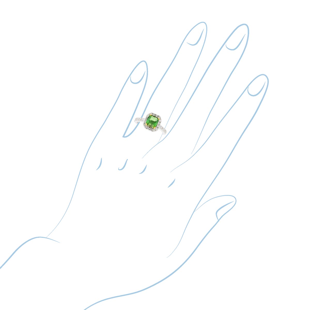 Maine Green Tourmaline Ring in 14kt White and Yellow Gold with Diamonds (5/8ct tw)