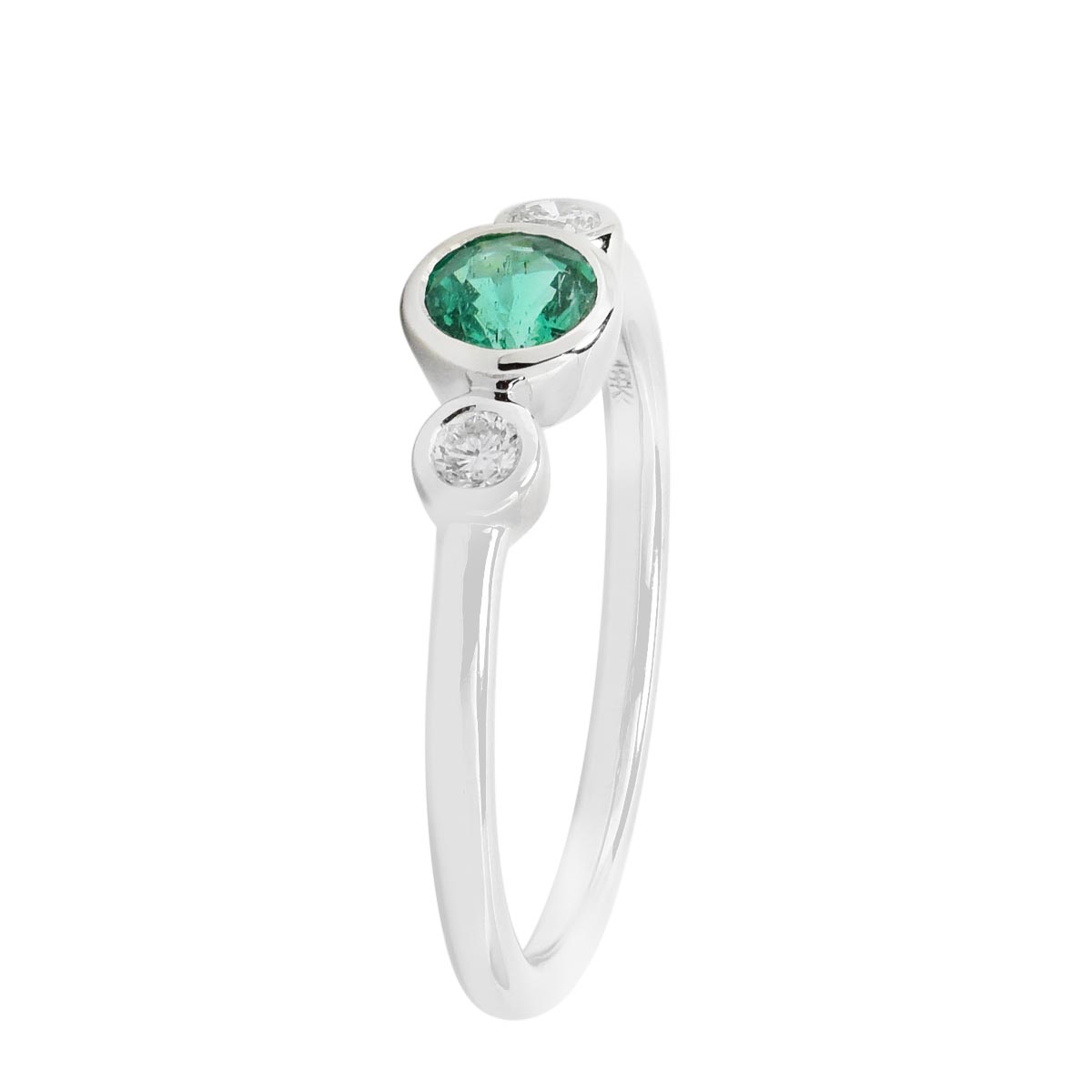 Emerald Ring in 18kt White Gold with Diamonds (1/10ct tw)