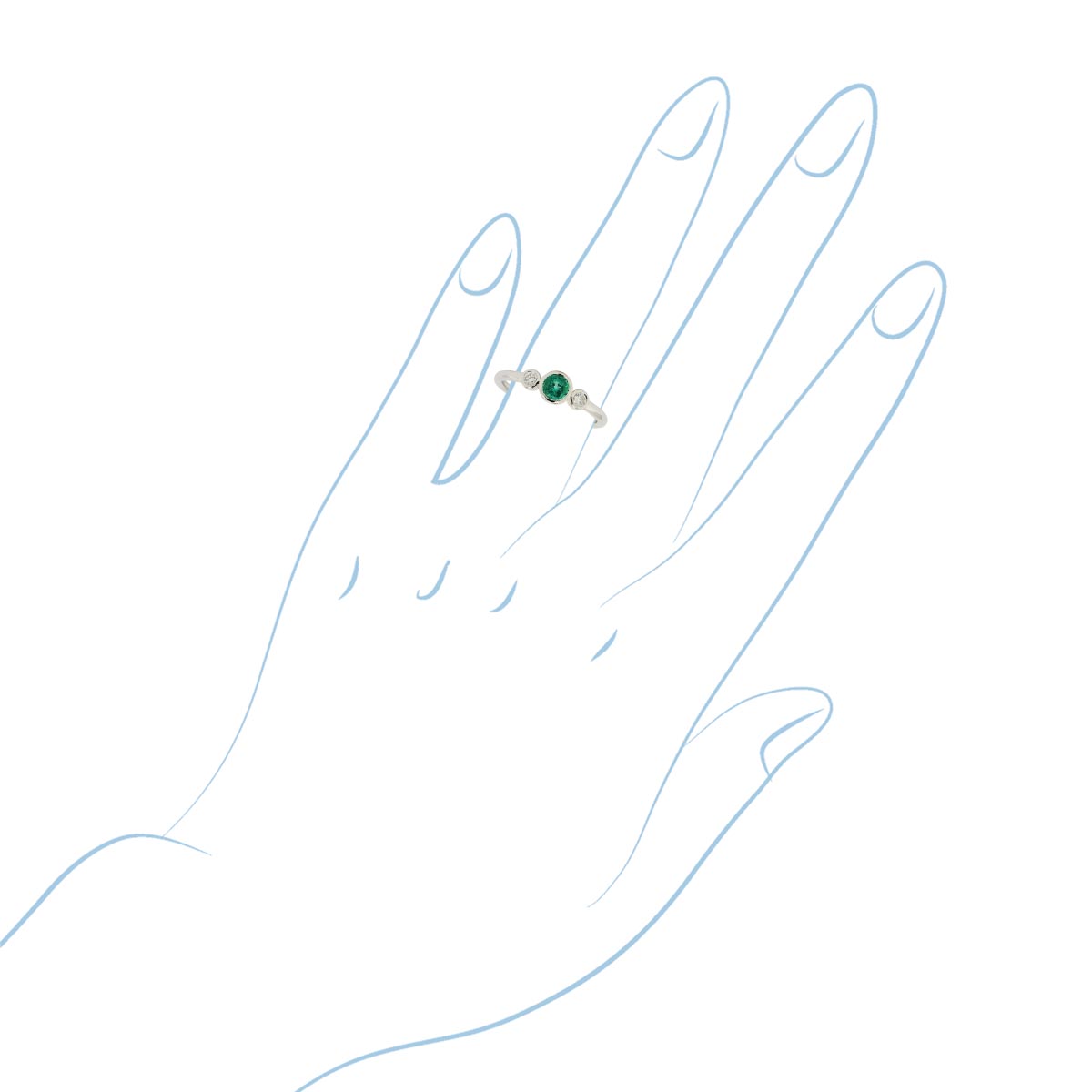 Emerald Ring in 18kt White Gold with Diamonds (1/10ct tw)