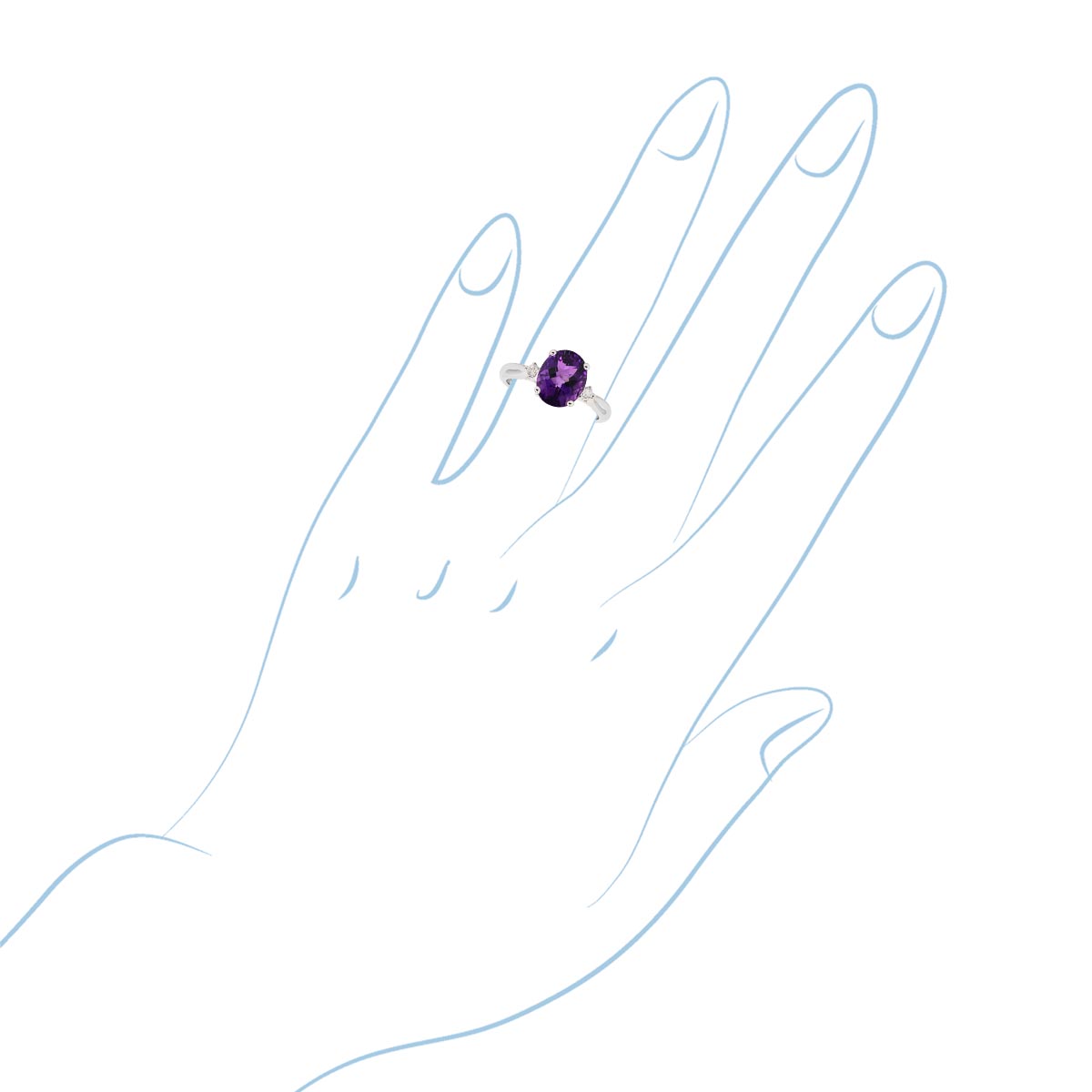 Oval Amethyst Ring in 14kt White Gold (1/20ct tw)