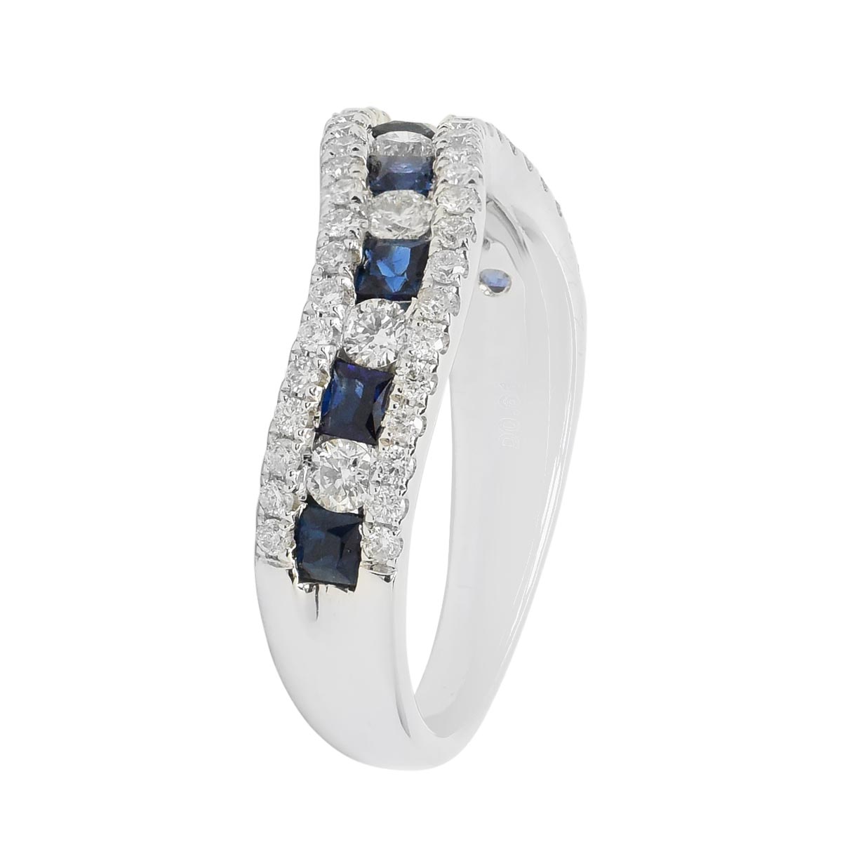 Princess Cut Sapphire Curved Band in 14kt White Gold with Diamonds (1/2ct tw)