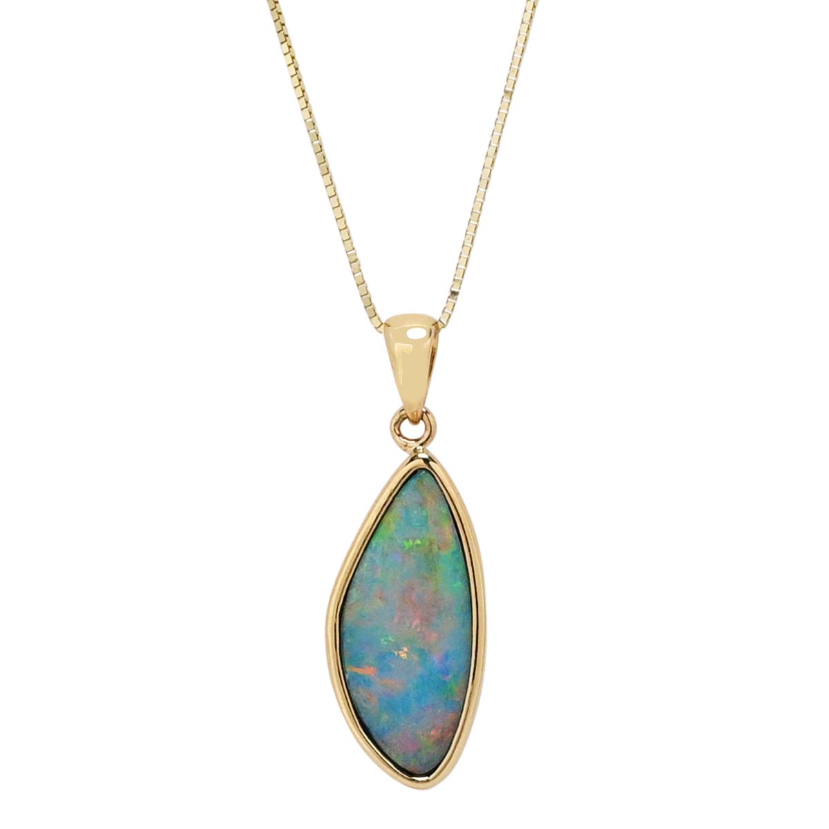 Australian Opal Doublet Necklace in 14kt Yellow Gold