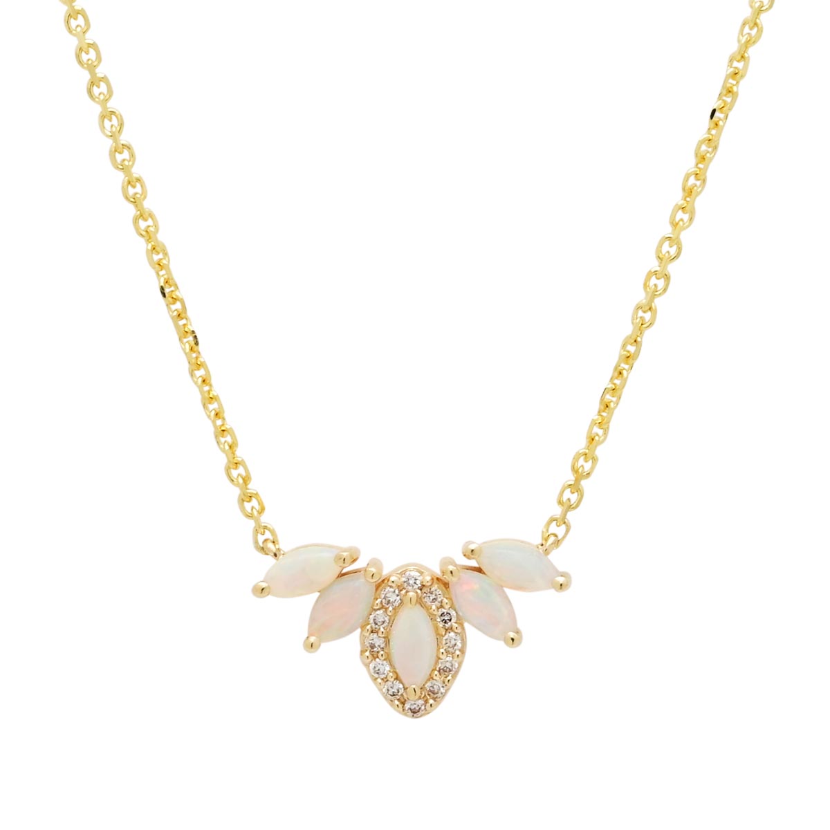 Parlé Australian Opal Necklace in 14kt Yellow Gold with Diamonds (1/20ct tw)