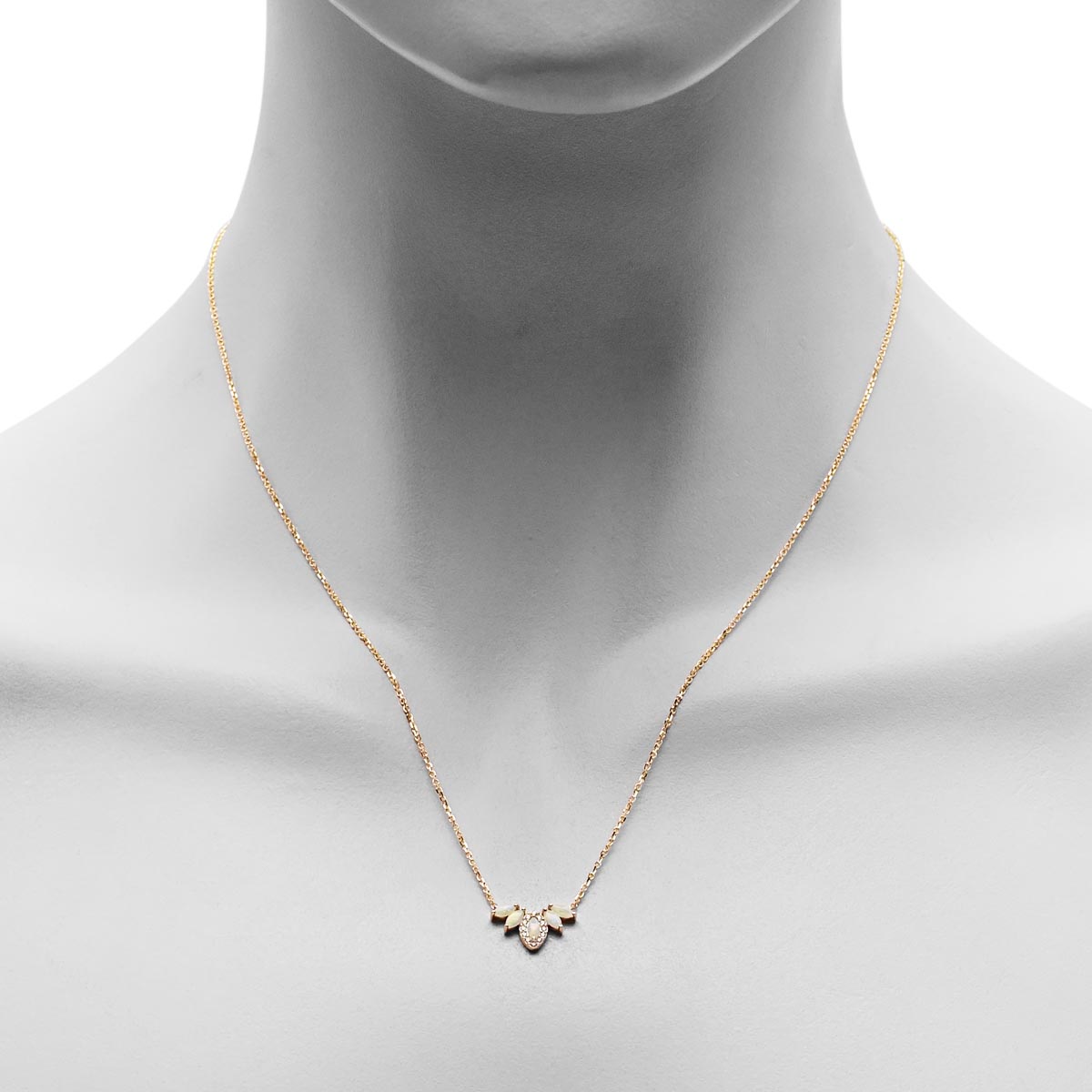 Parlé Australian Opal Necklace in 14kt Yellow Gold with Diamonds (1/20ct tw)