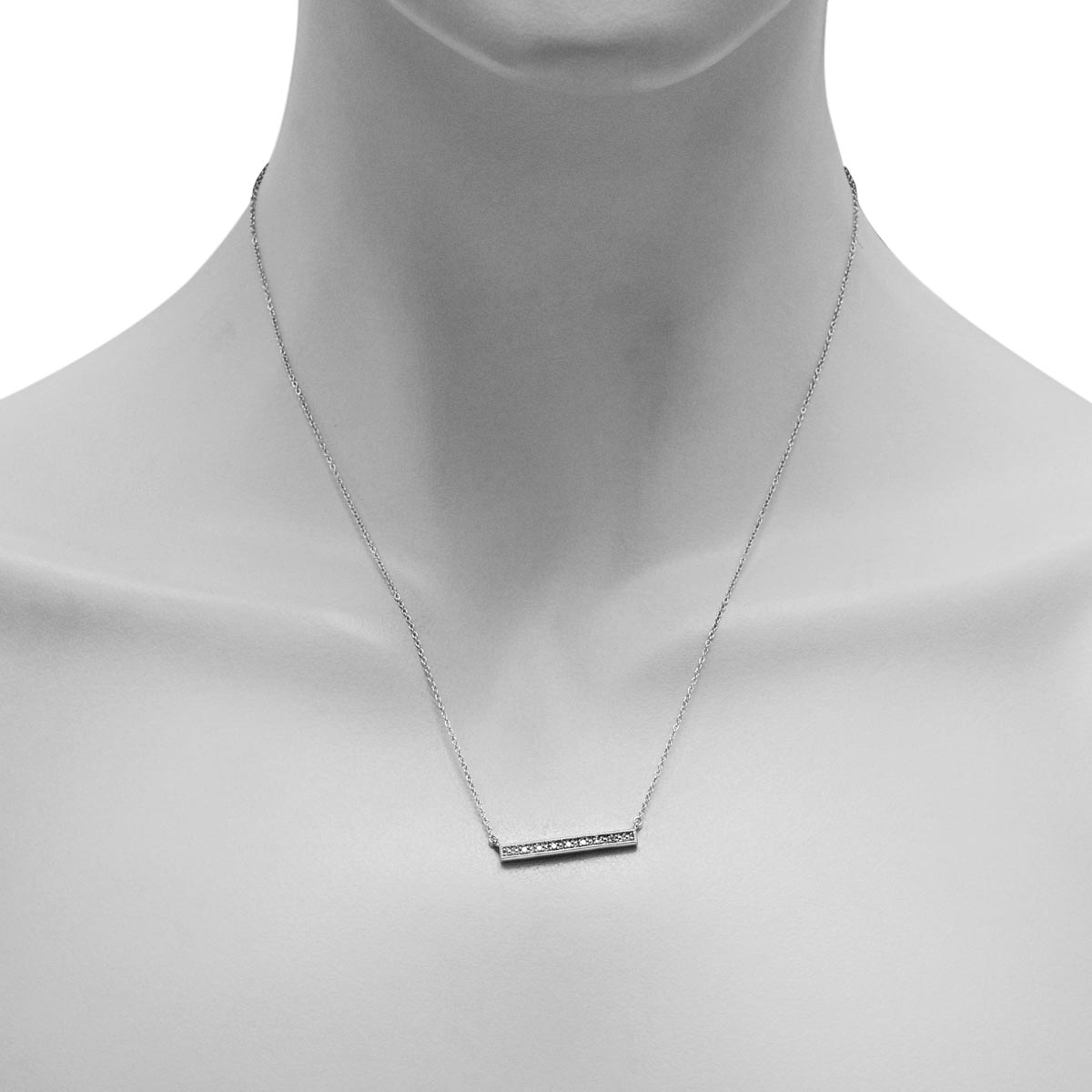 Diamond Bar Necklace in Sterling Silver  (1/20ct tw)