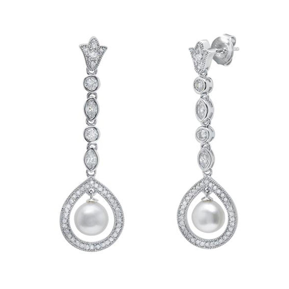 Andrew Prince by Crislu Crystal and Fresh Water Pearl Drop Earrings