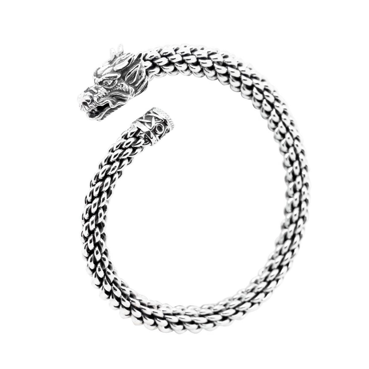 Keith Jack Dragon Torc Bangle Bracelet in Sterling Silver
