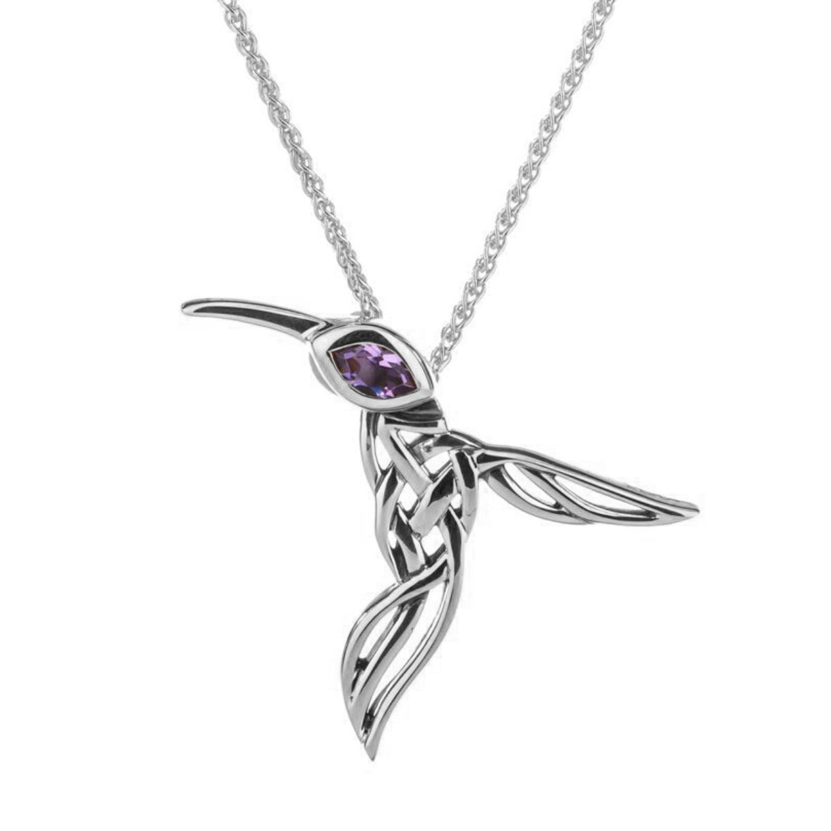 Keith Jack Amethyst Hummingbird Necklace in Sterling Silver