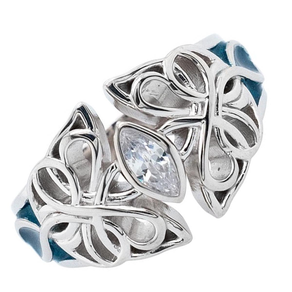 Keith Jack Cubic Zirconia Butterfly Ring with Blue Enamel (size 7)