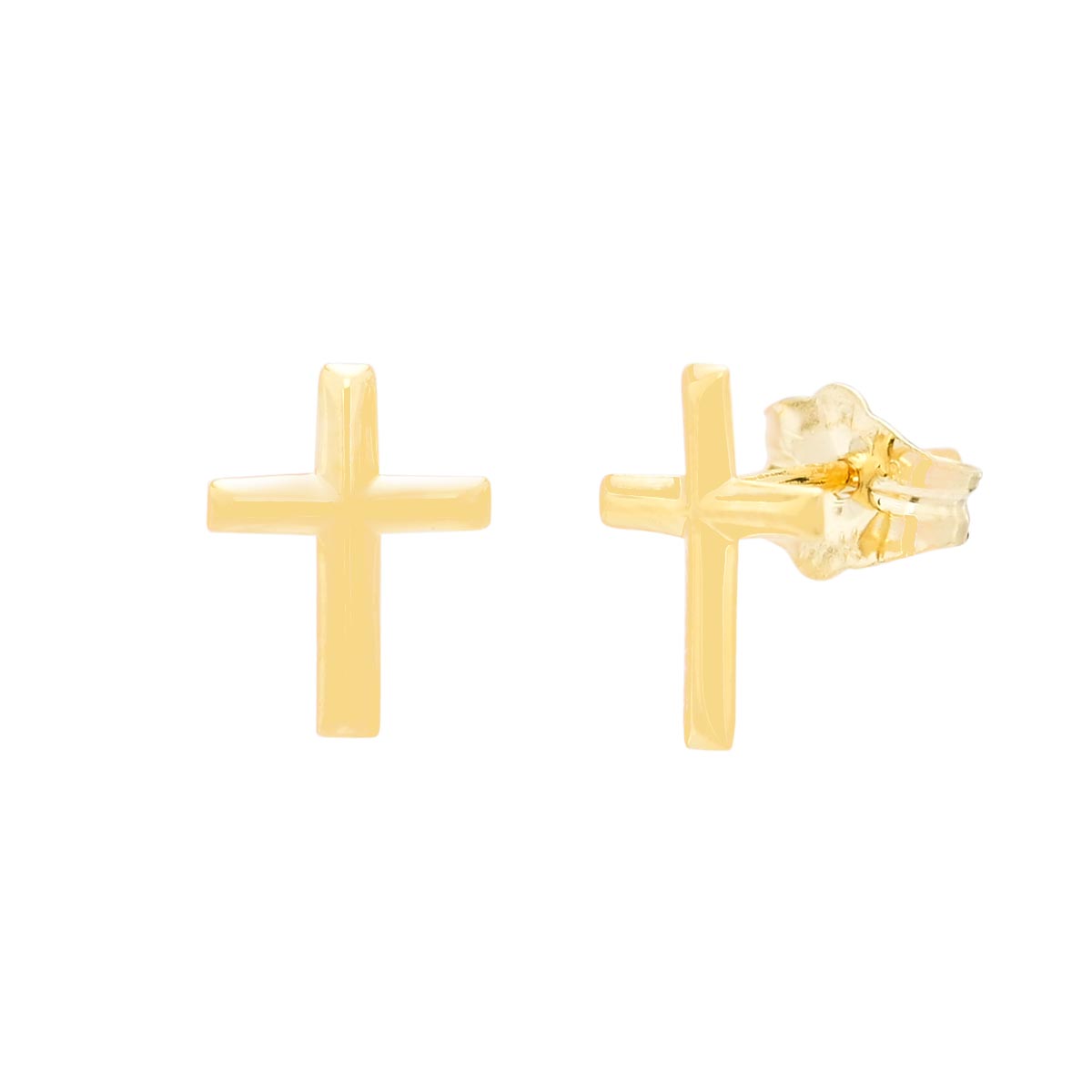 Cross Stud Earrings in 14kt Yellow Gold
