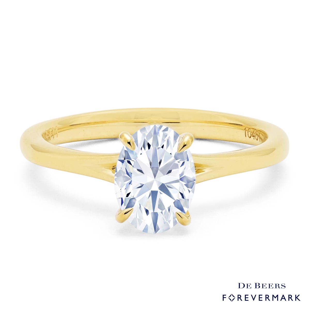 De Beers Forevermark Oval Diamond Icon Setting Engagement Ring in 18kt Yellow Gold (1ct)