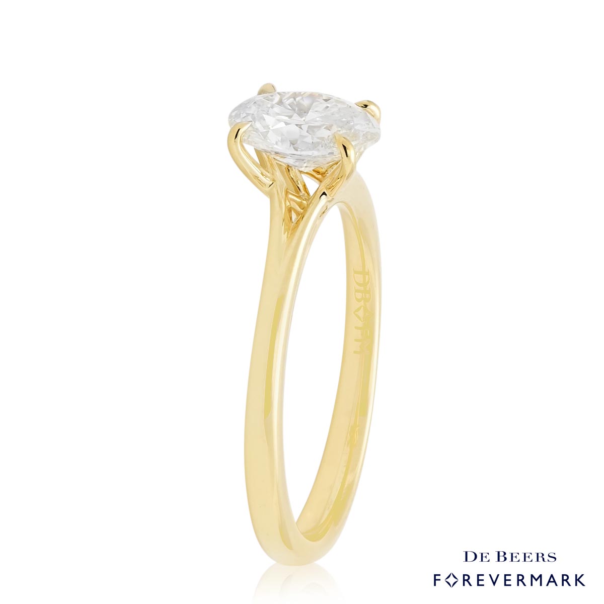 De Beers Forevermark Oval Diamond Icon Setting Engagement Ring in 18kt Yellow Gold (1ct)