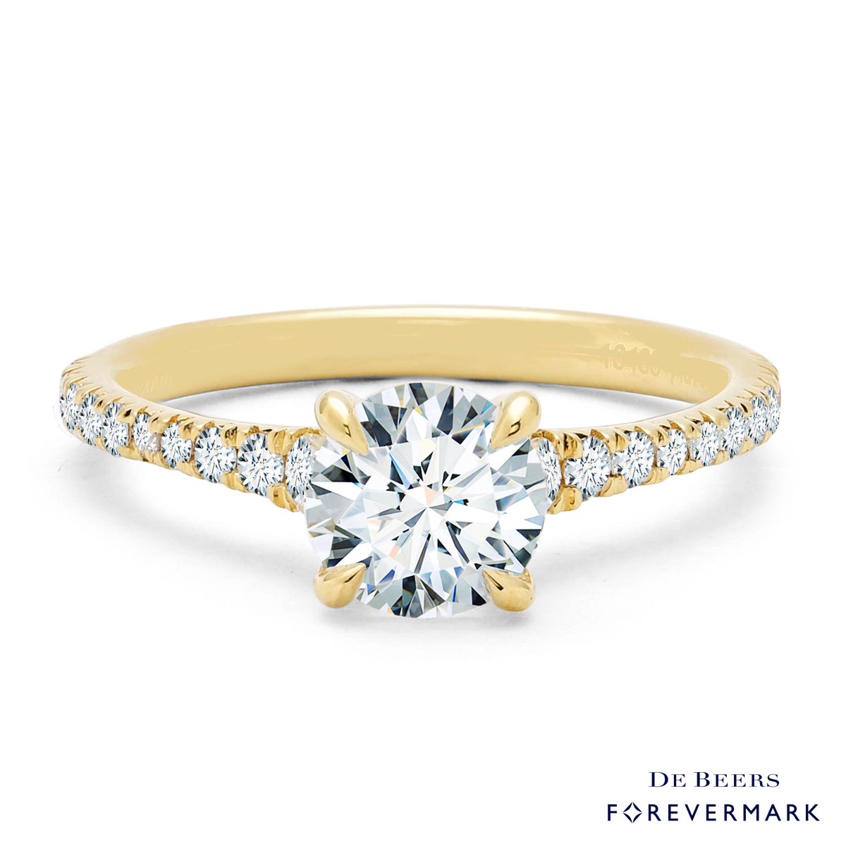 De Beers Forevermark Diamond Icon Engagement Ring With Diamond Band in 18kt Yellow Gold (1 1/3ct tw)