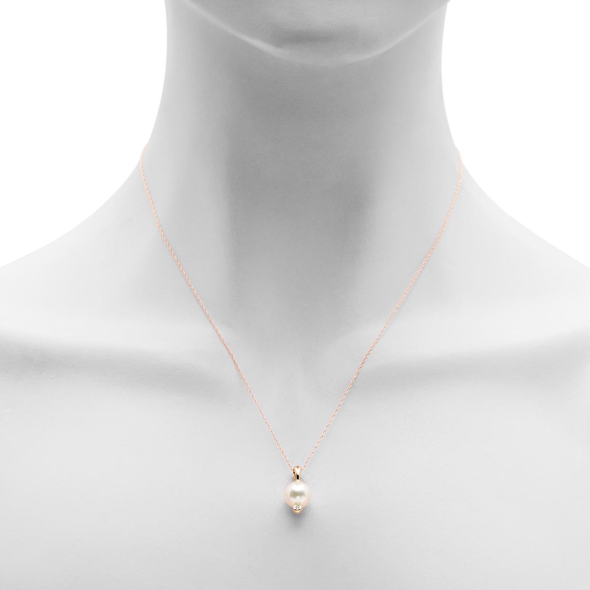 Mastoloni Cultured Freshwater Pearl Necklace in 14kt Yellow Gold with Diamond (8.5-9mm pearl and .01ct)