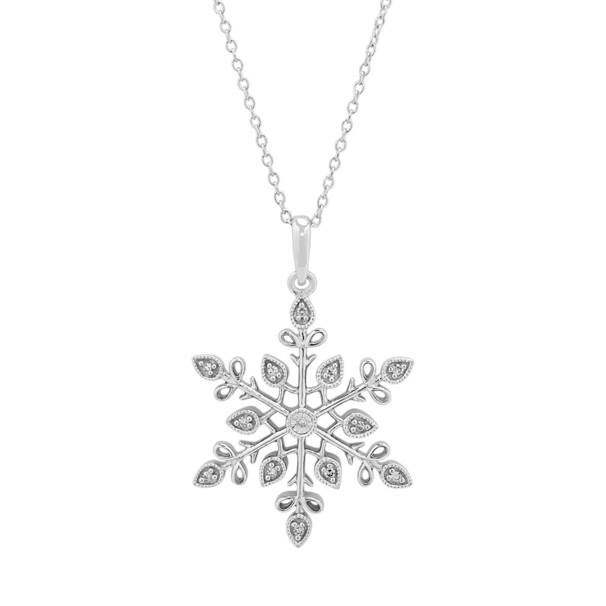 Dimond Snowflake Diamond Snowflake Necklace in Sterling Silver (1/20ct tw) – Day's Jewelers