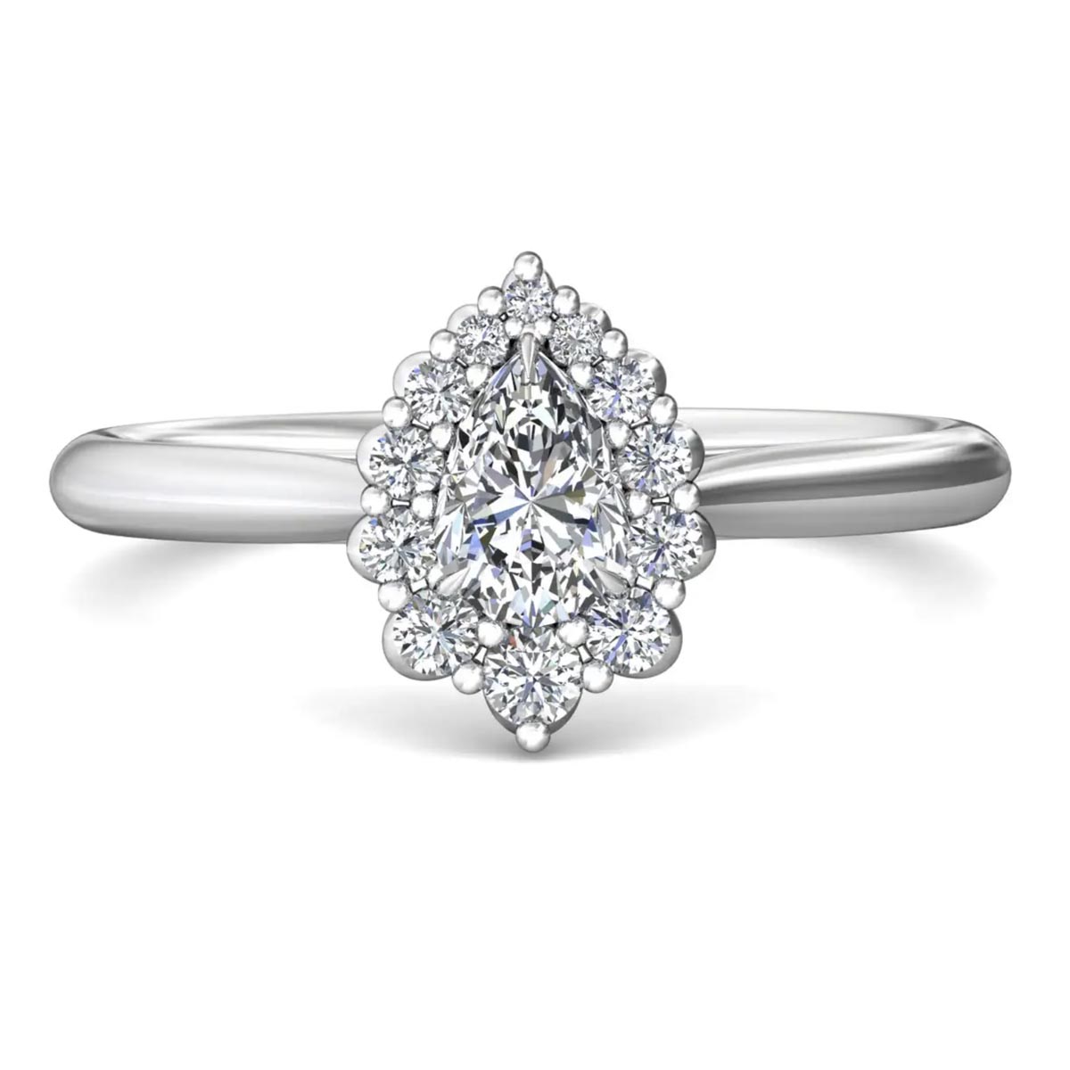 Martin Flyer Pear Diamond Halo Engagement Ring in 14kt White Gold (3/4ct tw)
