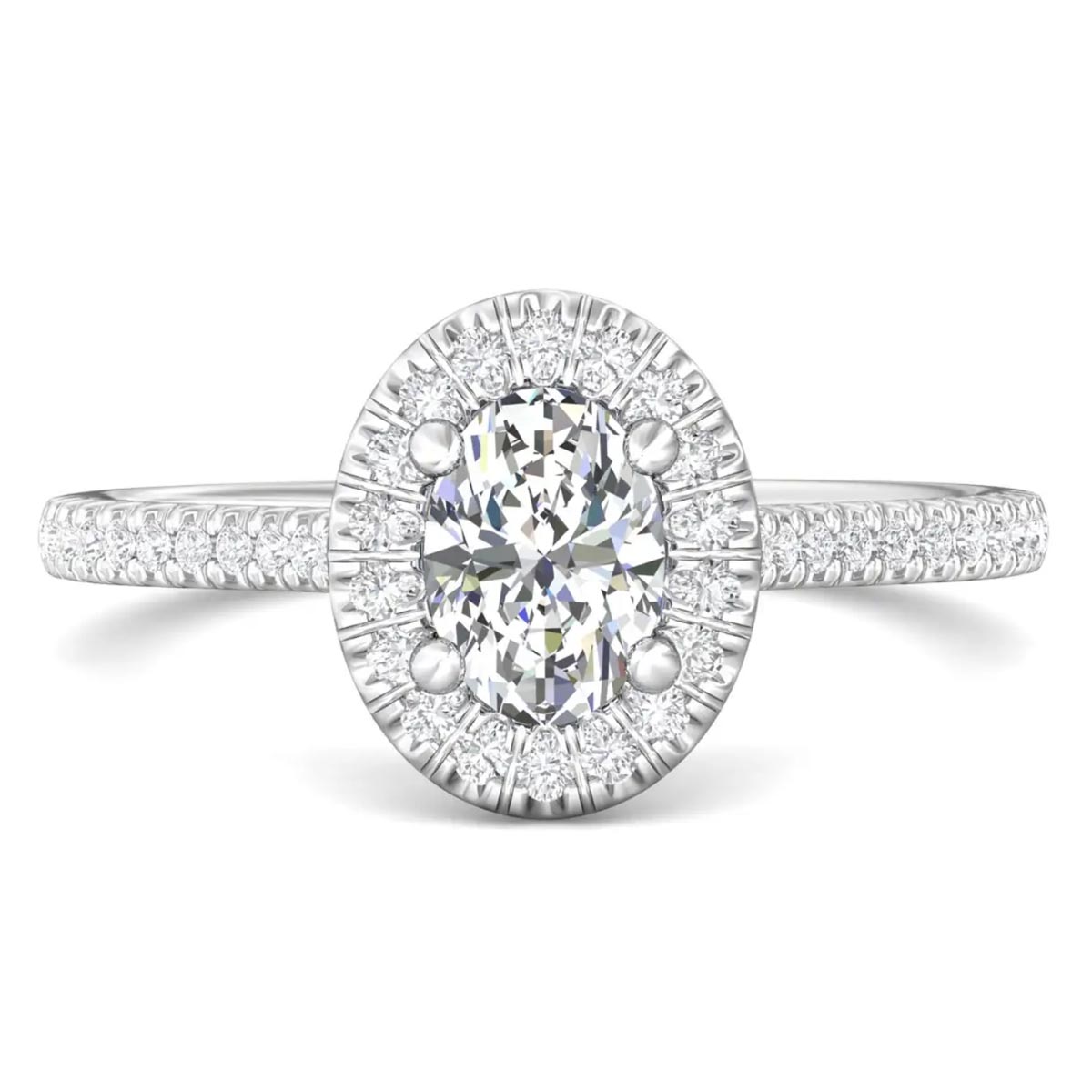 Martin Flyer Oval Diamond Halo Engagement Ring in Platinum (1 1/2ct tw)