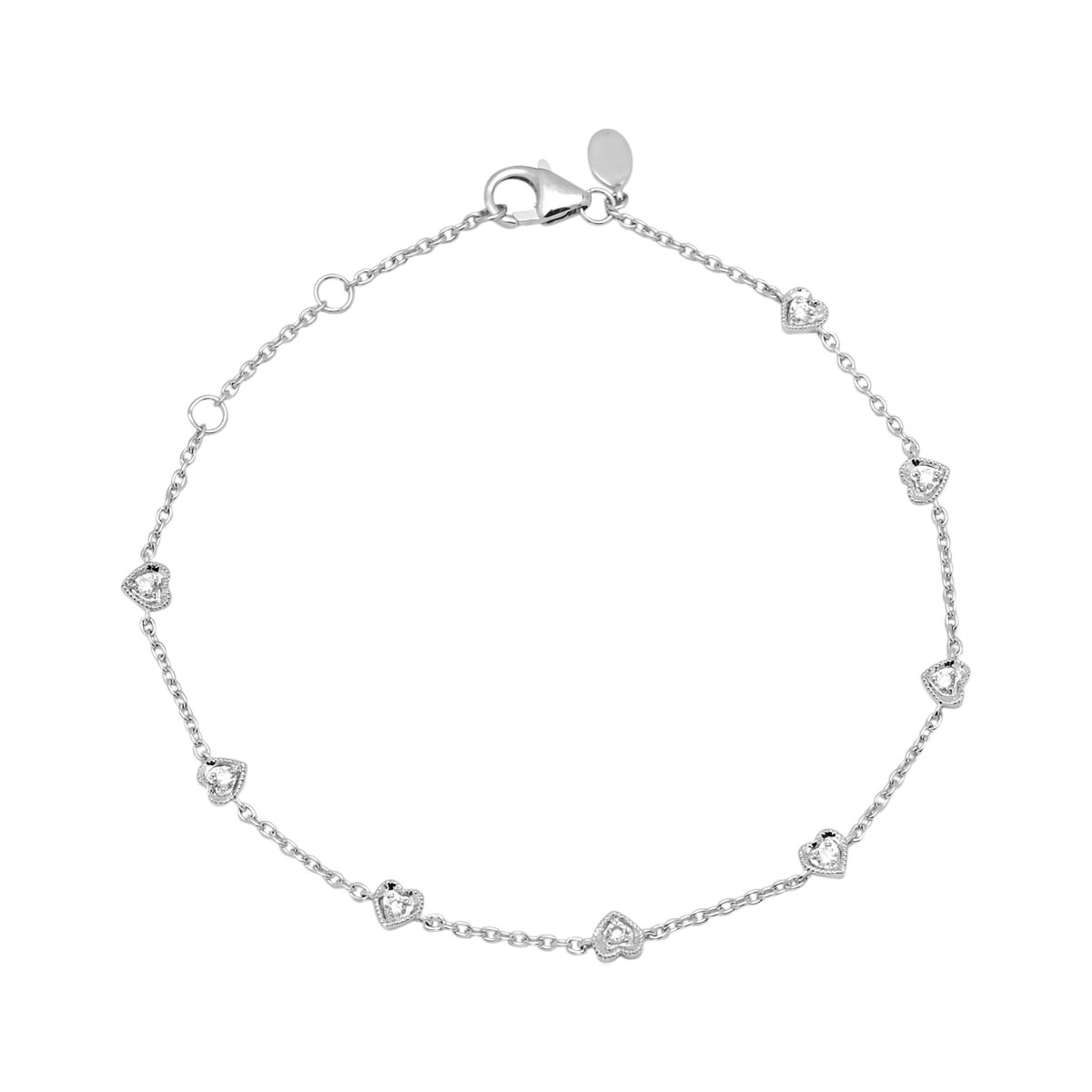 Diamond Heart Bracelet in 10kt White Gold (1/7ct tw)