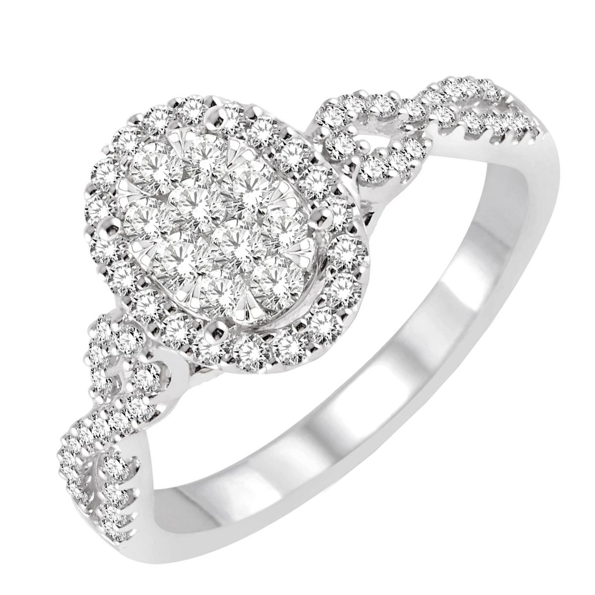 Lovebright Oval Diamond Engagement Ring in 14kt White Gold (5/8ct tw)