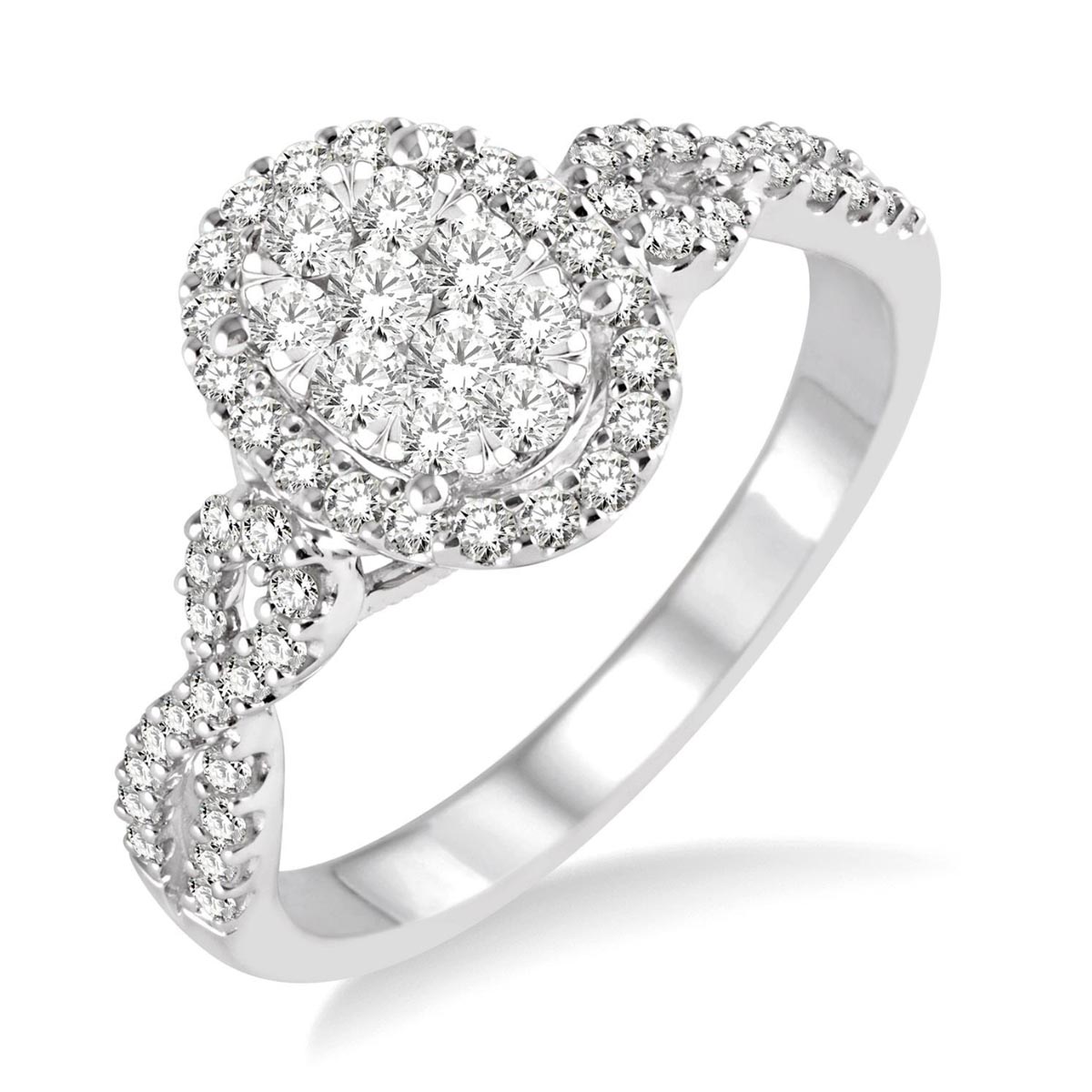 Lovebright Oval Diamond Engagement Ring in 14kt White Gold (5/8ct tw)