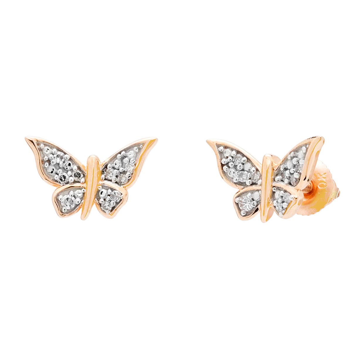 Diamond Butterfly Earrings in 10kt Rose Gold (1/20ct tw)